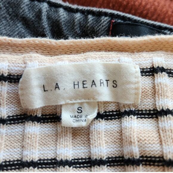 L.A. Hearts Pacsun Striped Button Up Crop Cardigan Top Tan Black Size Small - Picture 8 of 10